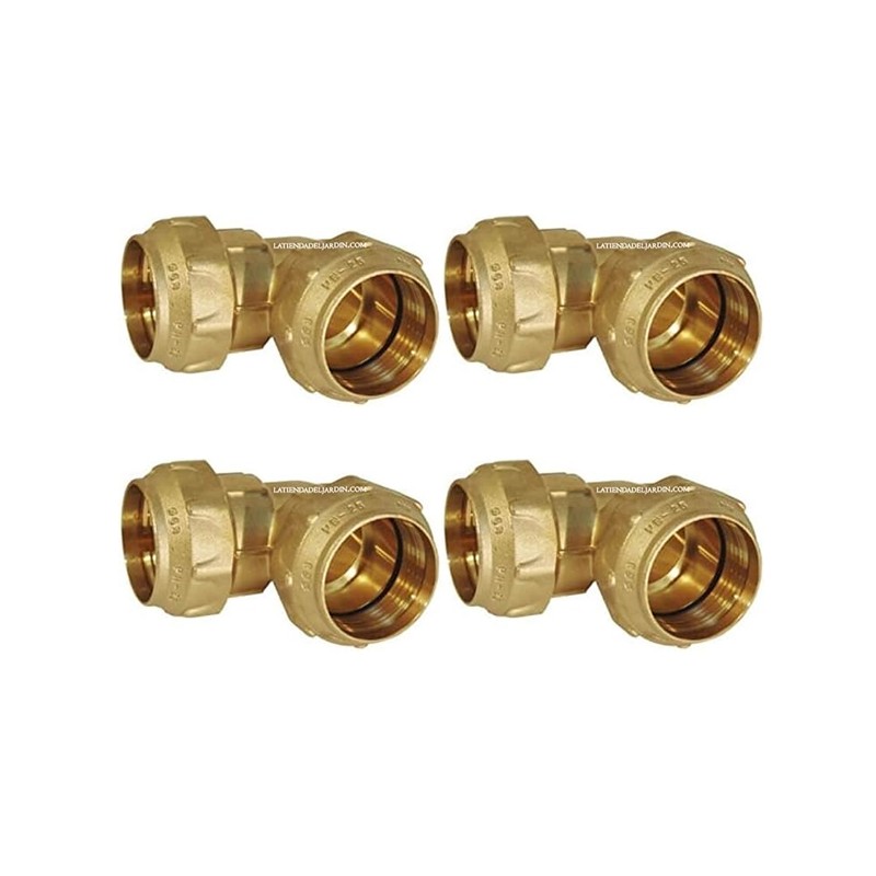 4 Stück Messingbogen 40mm für PE-Rohr 40mm | Aenor Zertifiziertes Messingzubehör | Messingbogen für Sanitärinstallationen