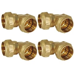 Pack 4 Codo latón 50mm para tuberia de polietileno de 50 mm, accesorio de laton con Certificado Aenor