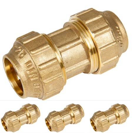 Lot de 4 manchons en laiton de 32 mm pour tuyau en polyéthylène de 32 mm, raccord en laiton de 32 mm, union en laiton de 32 mm A