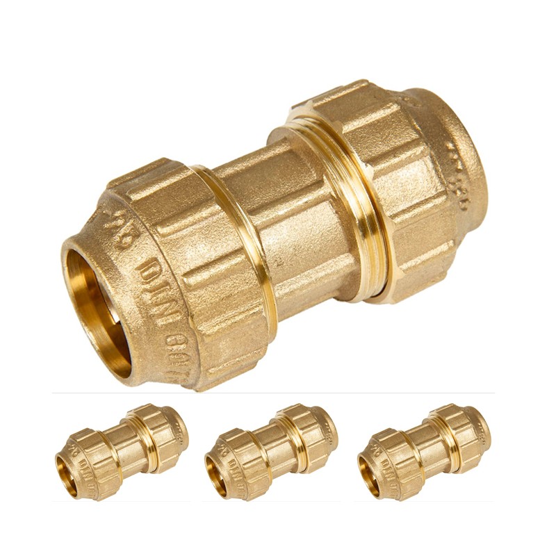 Pack 4 Manguito de Latón 40mm para tuberia de polietileno 40 mm, accesorio de laton 40mm, Enlace de latón 40 mm Aenor