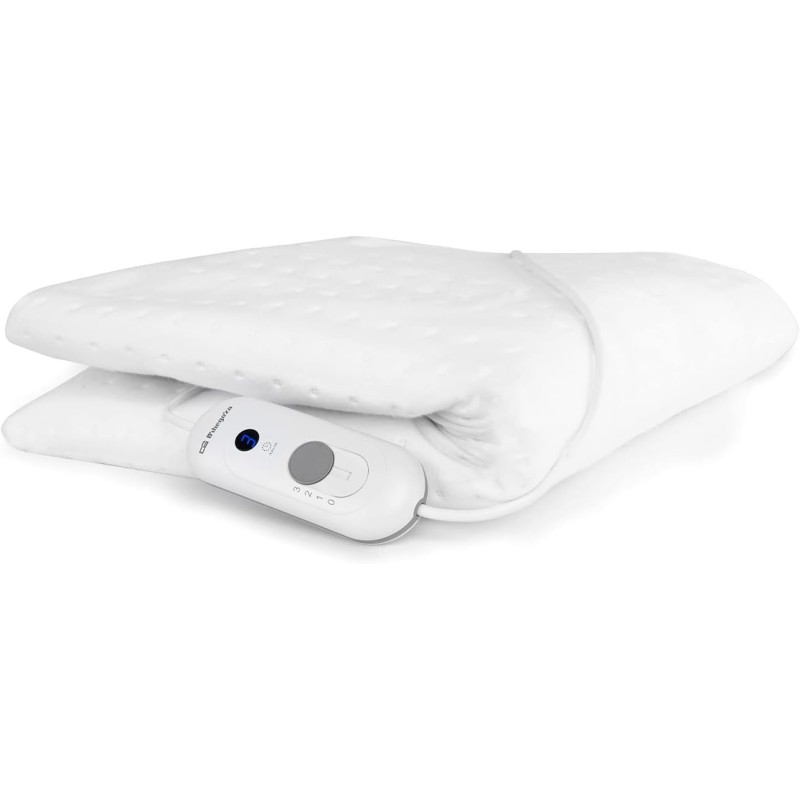 Aquecedor de cama elétrico Orbegozo, 150x80 cm. Potência: 60 W. Sistema de fixação para colchão.