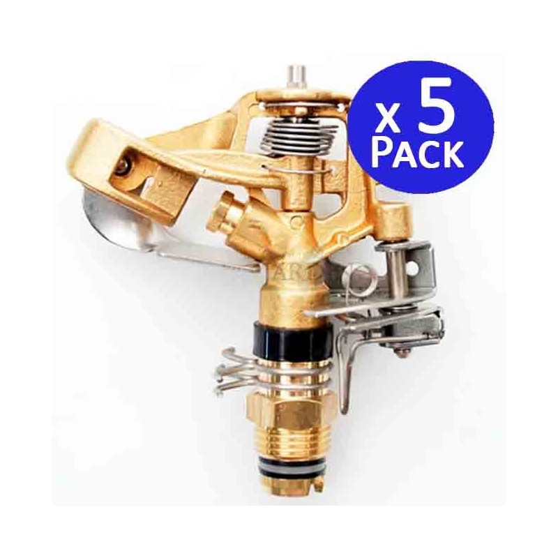 Lot de 5 Arroseur à pulsation, arroseur de pelouse, Arroseur secteur agricole arrosage 1/2'' en laiton 28º, portée 9 à 14 m