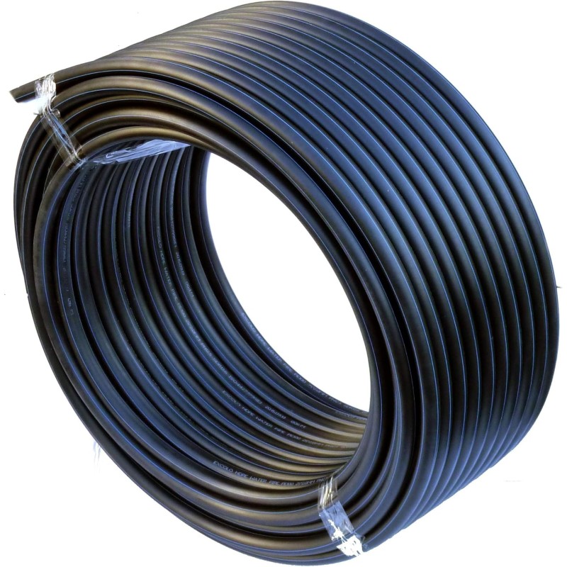 Tubo per acqua potabile 32mm 10 bar 25m PE100 per uso alimentare ad alta densità, fascia blu AENOR