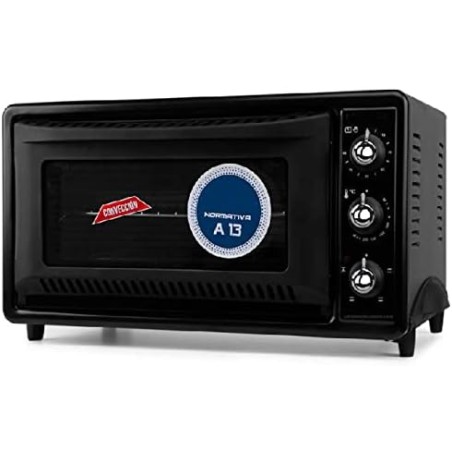 Forno elétrico de mesa de 39 litros, convecção de 1450 W, temporizador, seletor de temperatura, 33 x 62 x 43 cm, preto