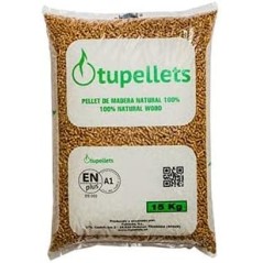 15 Kg Pellet de madera natural 100% para calefacción. Uso Práctico, Conveniente y Eficiente.