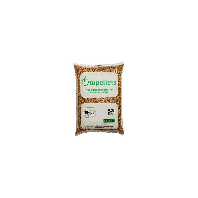 15 Kg Pellet de madera natural 100% para calefacción. Uso Práctico, Conveniente y Eficiente.