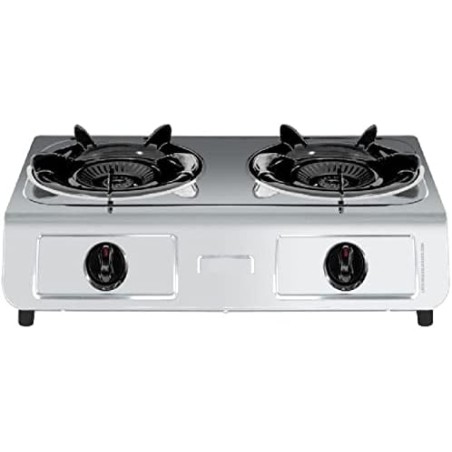 Vitrokitchen Gasherd 2 Brenner.  Rostfreier Stahl.