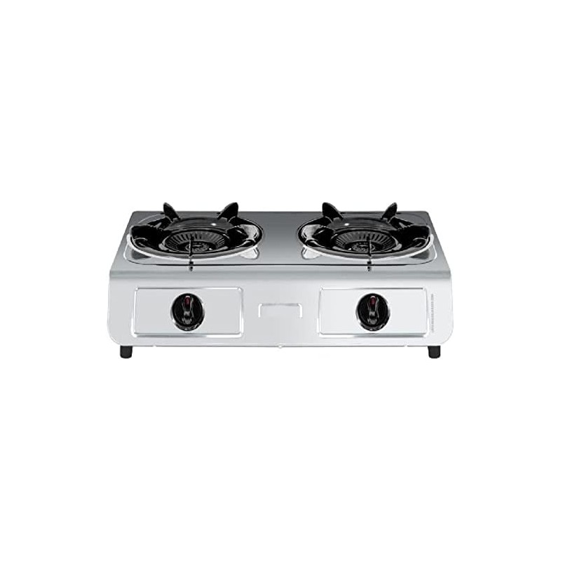 Vitrokitchen 2-Flammen-Gasherd. Edelstahl.