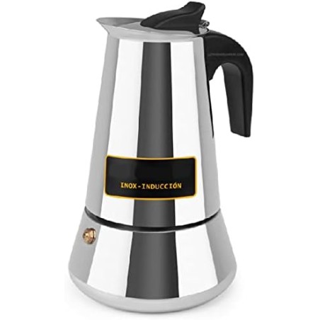 Cafetera italiana de acero inoxidable Orbegozo. Capacidad 6 tazas.