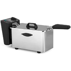 Orbegozo Professionelle Fritteuse aus Edelstahl. 3,5 Liter Fassungsvermögen. Einstellbarer Thermostat. 2000 W Leistung.