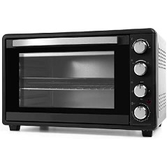 Forno de convecção Orbegozo de 45 litros. Potência: 2000 W. Seletor de temperatura: 100 - 230 °C.