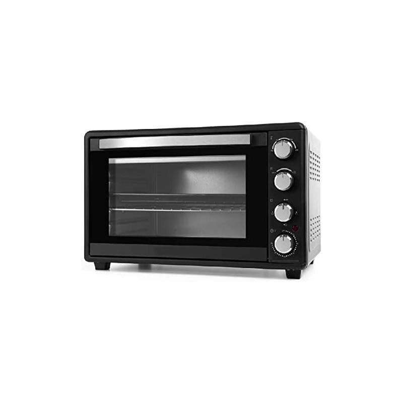 Forno elétrico de mesa de 45 litros, convecção e grelha para assar, 2000 W, temporizador, 54,5 x 44 x 35 cm, preto Forno elétrico de mesa de 45 litros, convecção e grelha para assar, 2000 W, temporizador, 54,5 x 44 x 35 cm, preto