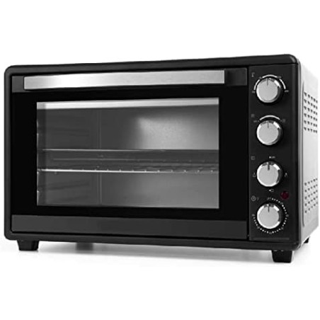 Forno elétrico de mesa de 45 litros, convecção e grelha para assar, 2000 W, temporizador, 54,5 x 44 x 35 cm, preto