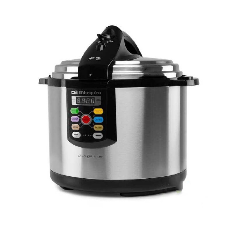 Pentola a pressione elettrica programmabile Orbegozo. Capacità 6 litri. Avvia il timer fino a 24 ore. Cottura ultra veloce.