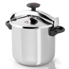Panela de pressão clássica Orbegozo de 12 litros. 26 cm de diâmetro. Adequada para todos os fogões. Alças laterais. Aço inoxidáv