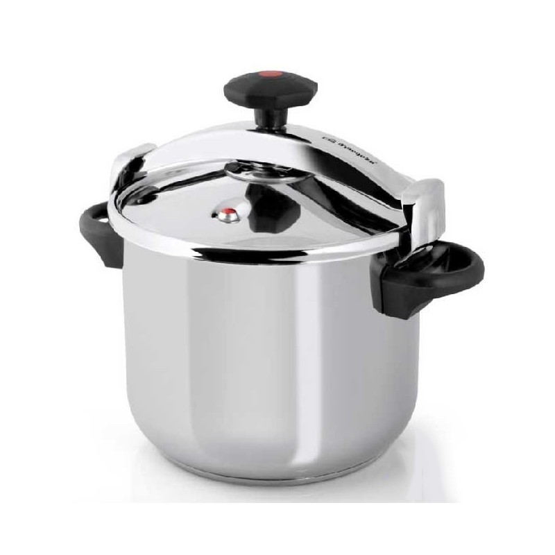 Orbegozo 6-liter classic pressure cooker. 22 cm diameter. Suitable for all stovetops. Side handles. 18/10 stainless steel.