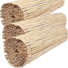 3 x Canisse naturelle fendue pour jardin 1,5 x 5 m. Canisse en Roseau Nature pour l'occultation, la délimitation ou l'ombrage