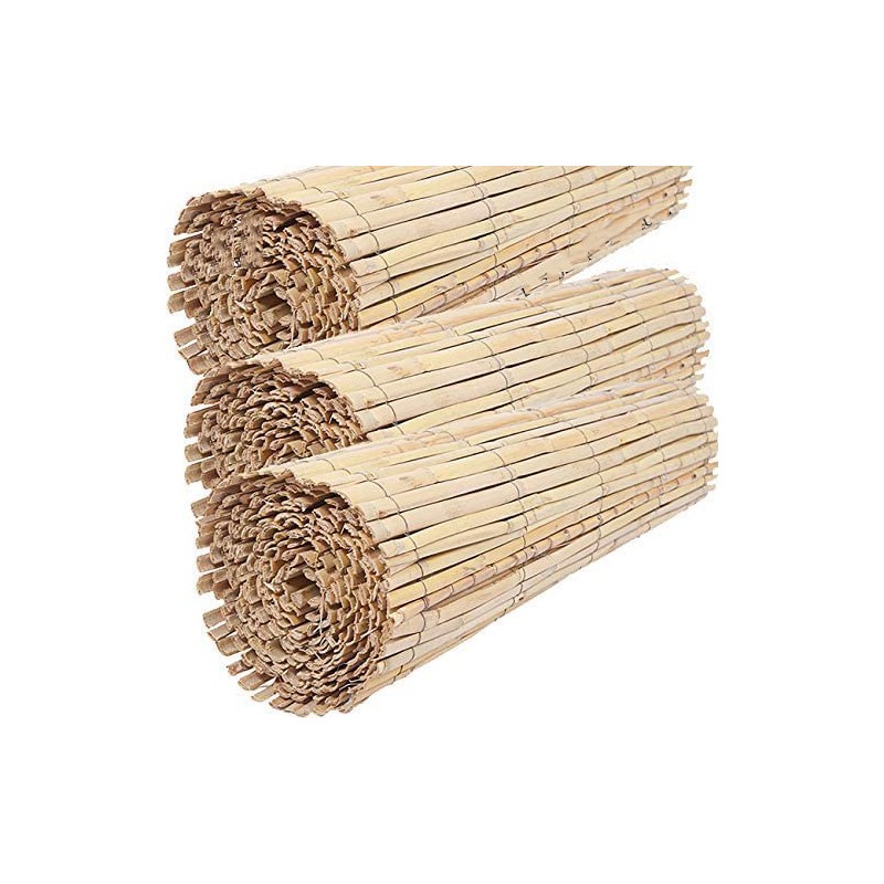 3 x Canisse naturelle fendue pour jardin 1,5 x 5 m. Canisse en Roseau Nature pour l'occultation, la délimitation ou l'ombrage