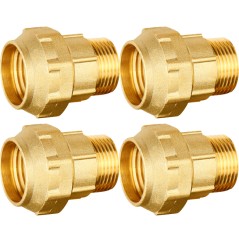 Pack of 4 brass male connectors 32mm x 1" for polyethylene pipe