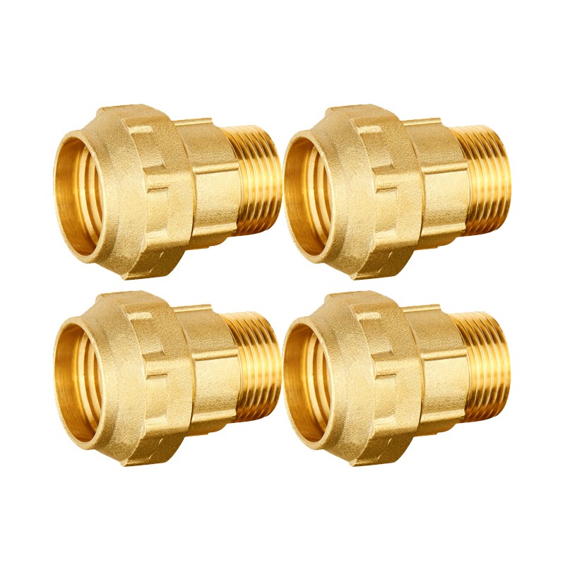 Pack of 4 brass male connectors 32mm x 1" for polyethylene pipe