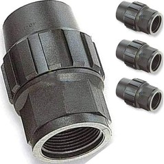 Lot de 4 Raccord compression taraudé femelle 20 x 1/2''. Produit certifié AENOR. Utilisé dans les tuyaurs PE 20 mm