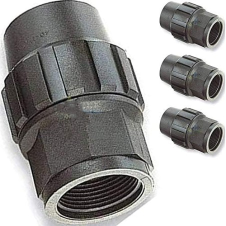 Pack 4 Enlace Hembra Polietileno 20mm x 1/2'' para Tuberia de polietileno 20 mm | Enlace rosca Hembra 20 Aenor | Conector riego