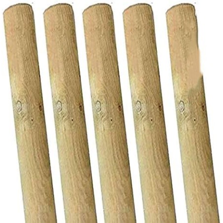 Lot de 5 Tuteur en bois 150 cm Ø 10 cm | Tuteurs sans Pointe | Poteaux en Bois | Piquets de Fixation | Piquets de Jardin