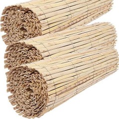 3er Pack geteilter Naturrohrmatte für den Garten, je 1 x 5 m, nützlich zur Sichtschutz, Begrenzung oder Beschattung, 95%ige Verd