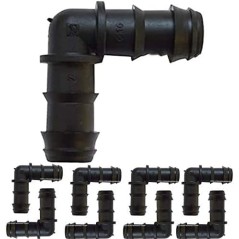 Coude d'irrigation goutte à goutte noir de 16 mm (paquet de 100)