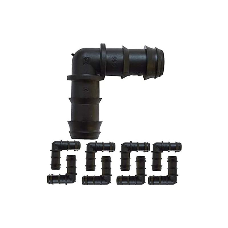 Codo 16mm riego por goteo negro (Pack 100)