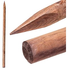 Tuteurs d'arbre 6 cm x 180 cm, poteau tuteur rond en bois avec pointe, palissades, piquet de fixation, tuteurs