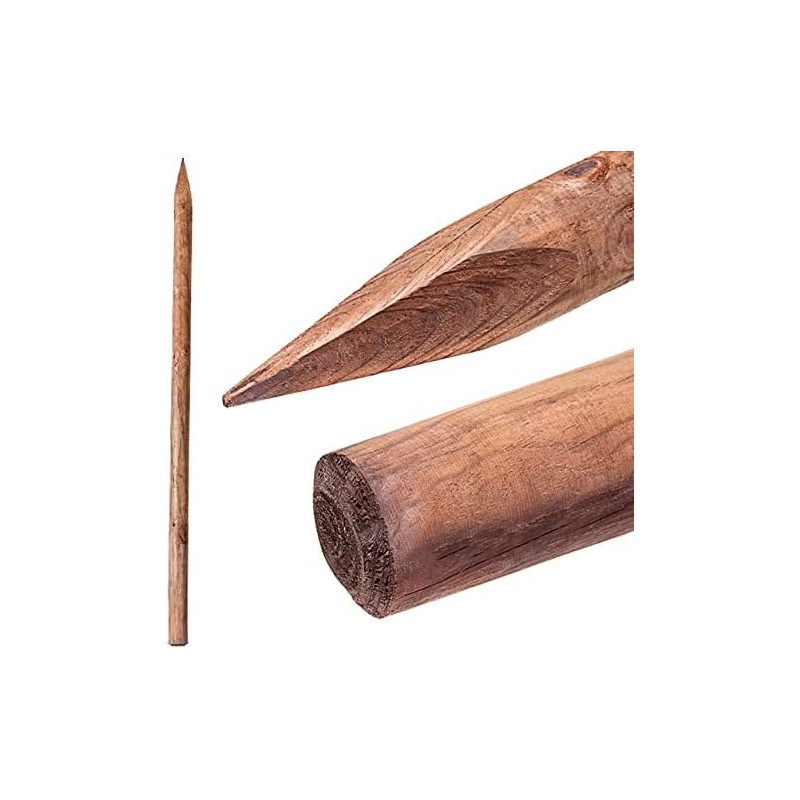 Picchetti per alberi 8 cm x 200 cm, palo di sostegno rotondo in legno con punta, palizzate, picchetto di fissaggio, tutori