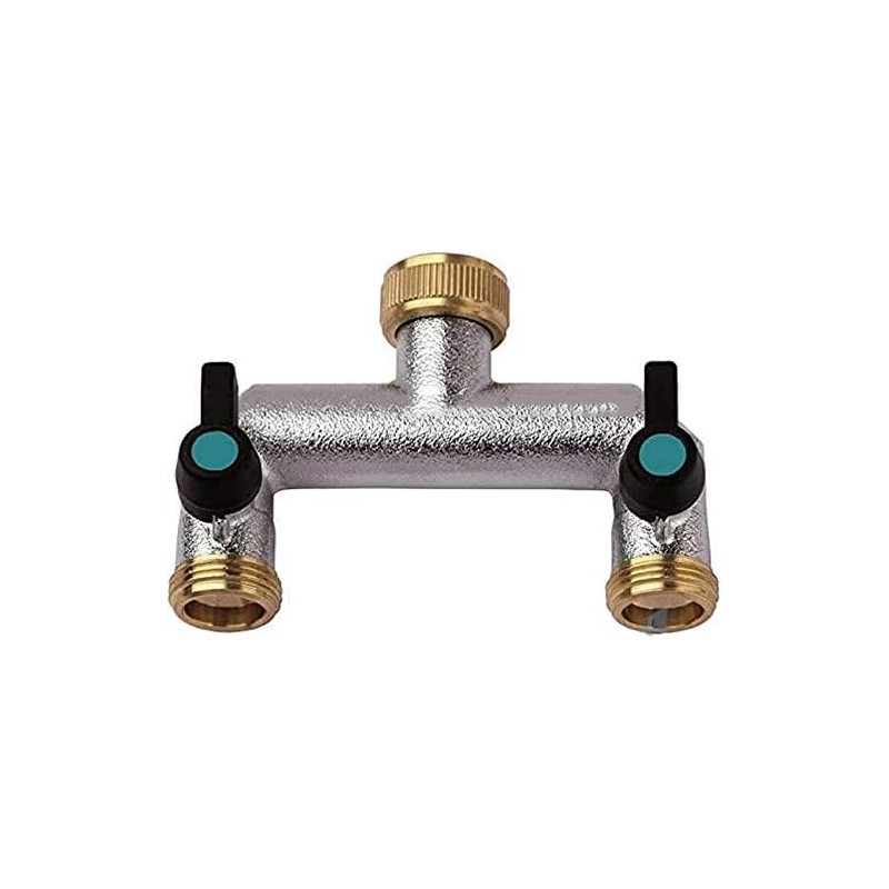 GARTENWASSERHAHN, Doppelter Wasserhahn 1/2'' x 3/4'', Vertikaler Wasserhahn aus Messing mit doppelter.