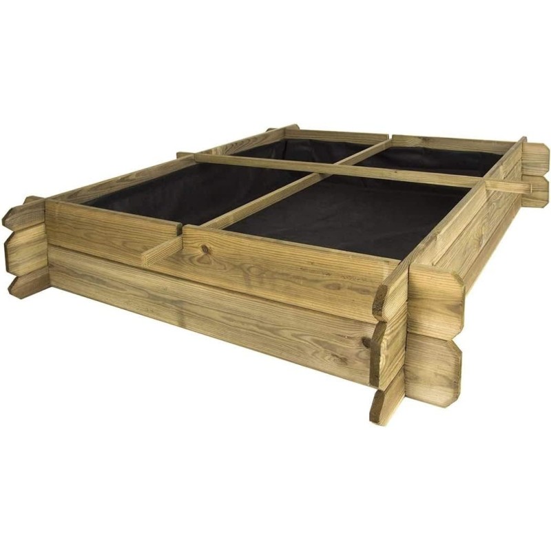 Jardinière Pot à Fleurs Jardinière Bac à Plante Jardin Bois Imprégné. Potager urbain en bois 100x100x24 cm, 4 compartiments Jardinière Pot à Fleurs Jardinière Bac à Plante Jardin Bois Imprégné. Potager urbain en bois 100x100x24 cm, 4 compartiments