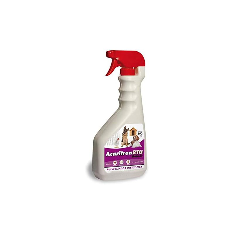 Insecticide Acaritron 500cc. A utiliser contre les puces, les tiques, les poux et les moustiques