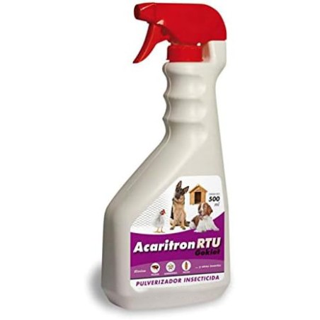 Insecticide Acaritron 500cc. A utiliser contre les puces, les tiques, les poux et les moustiques