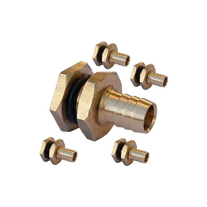 Set di 5 Raccordo di Uscita Serbatoio in Metallo da 10 mm, Connettore per Serbatoi d'acqua, Rubinetto per Barile di Pioggia