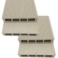 Planche de jardin composite 220 x 14,6 x 2,5 cm, blanche (Pack 4)