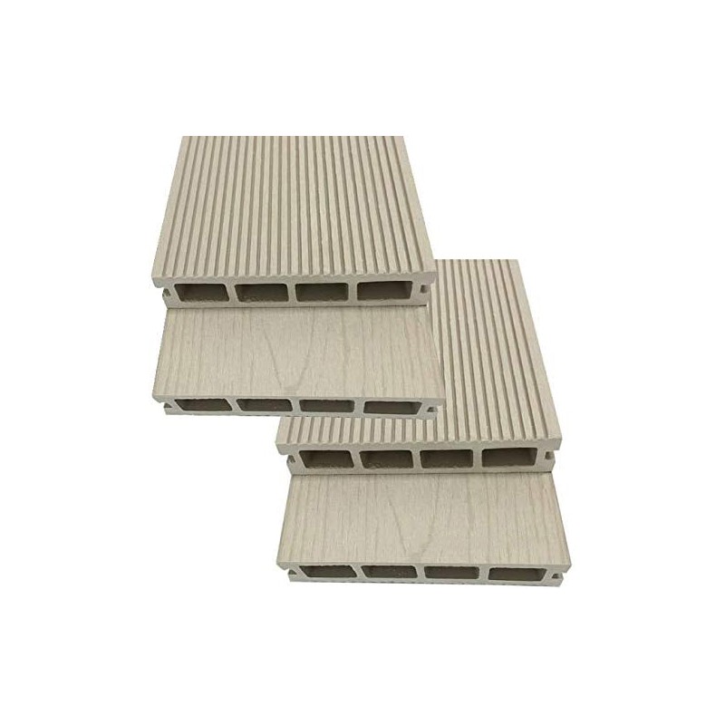 Pacote de 4 tábuas de jardim compostas, 220 x 14,6 x 2,5 cm, brancas, pavimentação externa, decoração de jardim