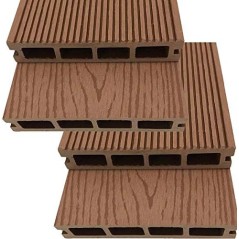 4 Stück Komposit Holzplatten für Garten 220x14,6x2,5 cm in Braun, Außenbodenbelag, Gartendekoration