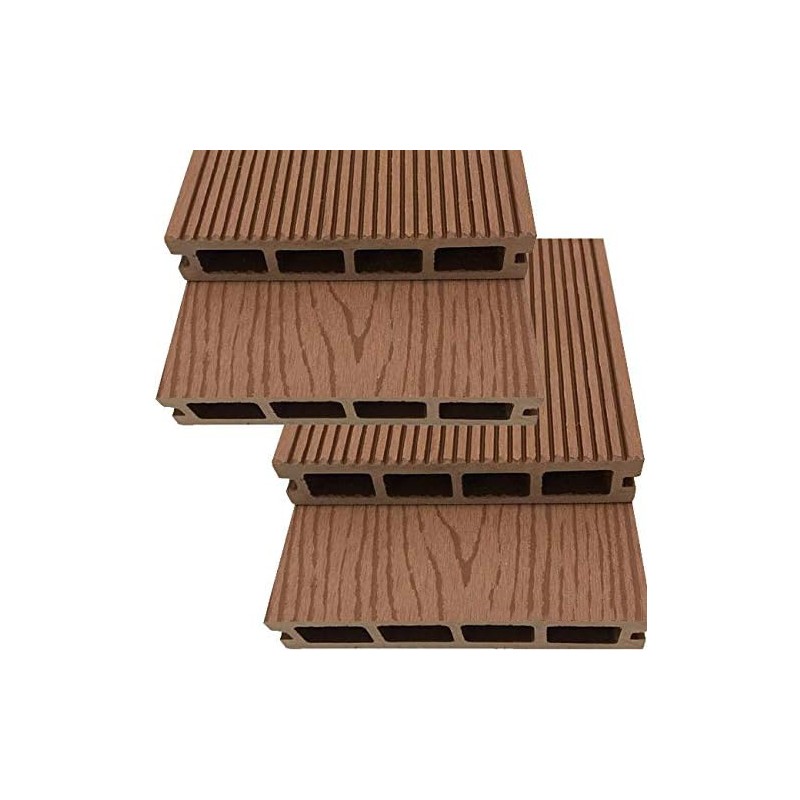 Pacote de 4 tábuas de jardim compostas, 220 x 14,6 x 2,5 cm, marrom, pavimentação externa, decoração de jardim