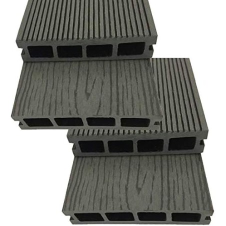 Tablon jardin composite 220 x 14,6 x 2,5 cm, gris (Pack 4)