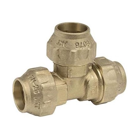 Brass tee for polyethylene pipe, brass fitting with Aenor certification, size of your choice