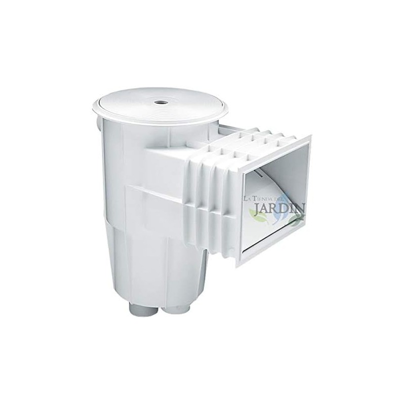 Skimmer branco de 15 litros com boca padrão e tampa circular