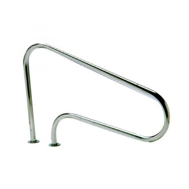 Rampa per Piscina INOX, Corrimano, Barra di Supporto per Piscina, Tubo con Maniglia e Copertura, 125 x 80 cm