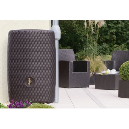 Réservoir d'eau de pluie Sunda 300 litres | Réservoir décoratif 40 x 80 x 118 cm, marron | Conteneur de stockage d'eau de pluie