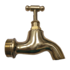 Außenwasserhahn mit Gewindeanschluss für 3/4'' Gartenschlauch, goldener Wasserhahn, Messing Gartenhahn