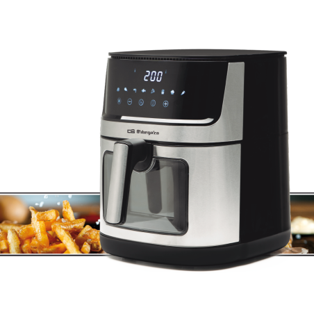 Fritadeira Orbegozo de 8 litros em aço inoxidável sem óleo com visor LED, 29 x 34,5 x 38 cm. Com visor.