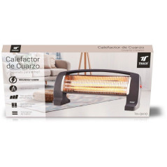 Estufa de Cuarzo 400-800-1200W, Calefactor Eléctrico Portátil, 3 Tubos, Negro, 50x39x49 cm, Calefacción Eficiente y Compacta