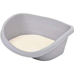 Cama de plástico cinza para animais de estimação | Fácil de limpar e com isolamento térmico | Com colchão acolchoado 49x34x19 cm
